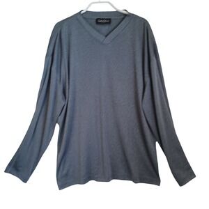 Carlo Colucci Sport Mens V-Neck Long Sleeve Shirt Grey Micropolyester Stretch M